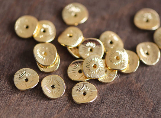 10pcs Gold Coin Saucer Spacer Beads 6/10mm (GB-064)