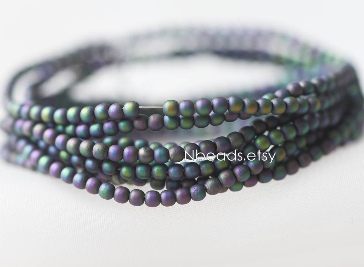 Frosted Round Glass beads 2mm, Sparkly Multi Matte Colors (GM-021)/ 200 beads