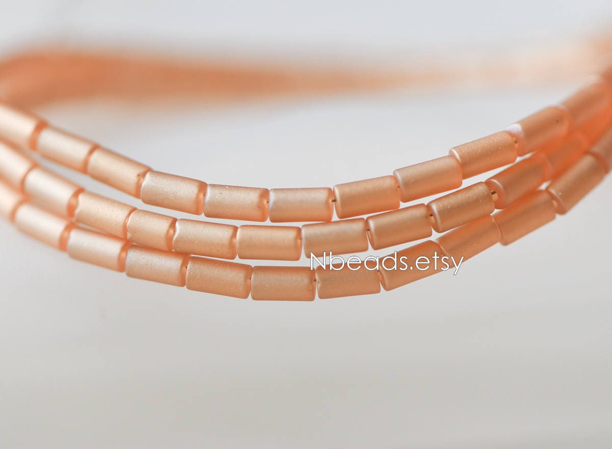 90pcs Frosted Tube Glass beads 5x3mm, Sparkly Multi Matte Colors (GM-022)