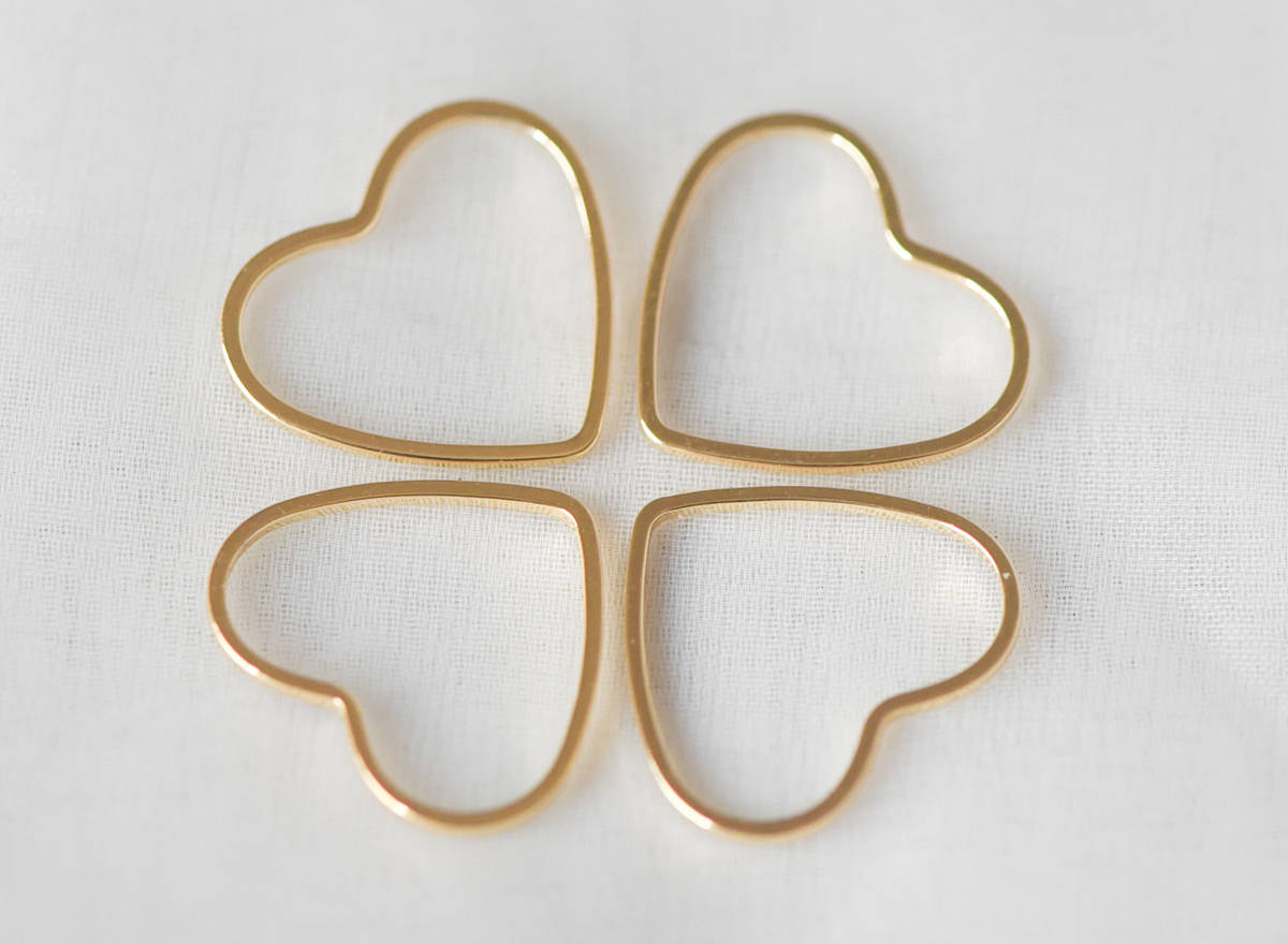 10pcs Gold/ Silver Heart Link Connector Charms 21mm, Real Gold/ Rhodium plated Brass Geometric Pendants (GB-101)