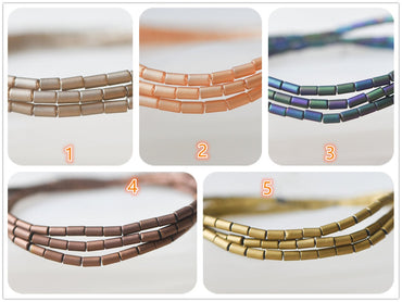 90pcs Frosted Tube Glass beads 5x3mm, Sparkly Multi Matte Colors (GM-022)