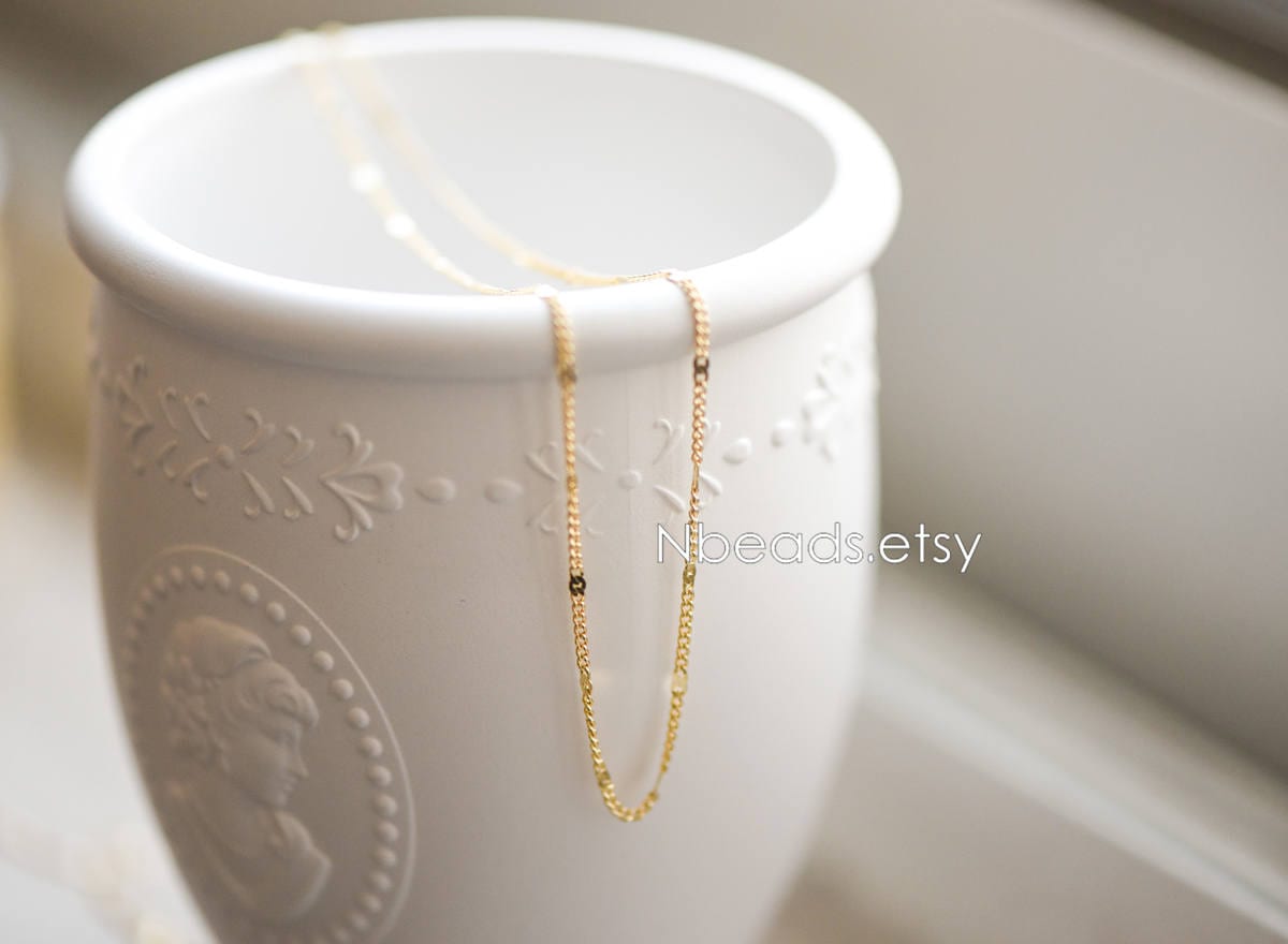 Dainty Gold/ Rhodium plated Brass Curb Chains, 1.3mm Delicate Thin Chains with 1.8mm Flat Links (#LK-128)/ 1 Meter=3.3 ft