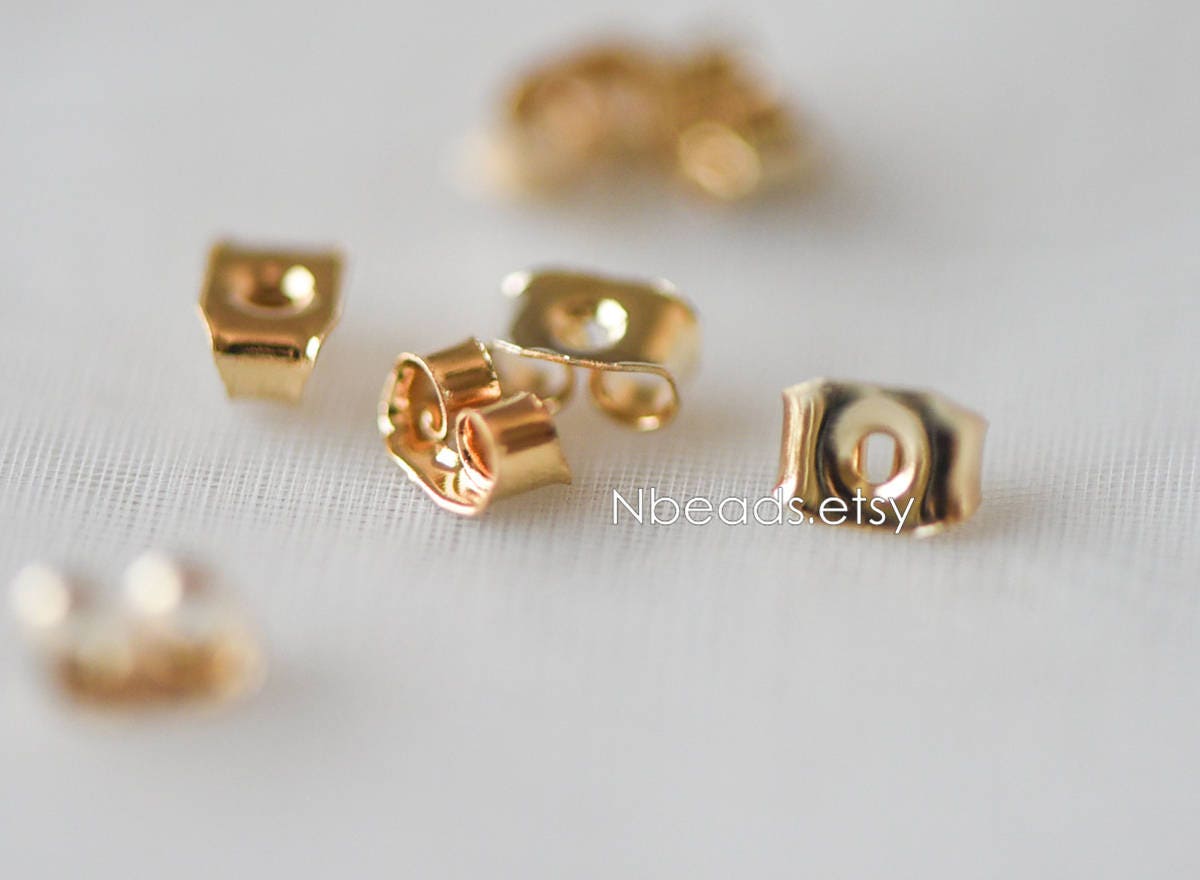20pcs Gold plated Brass Ear Nuts, Earring Back Stoppers 5mm/ 7mm, Jewelry Findings Wholesale (#GB-142)