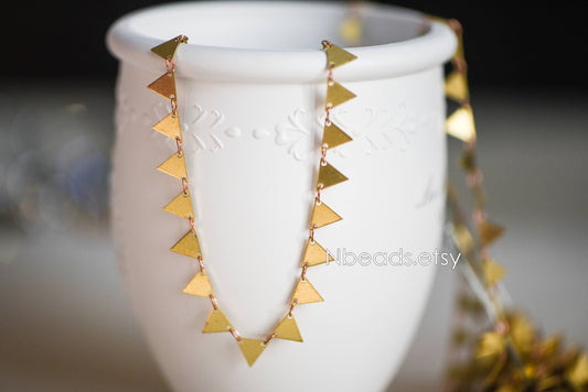 Unplated Raw Brass Triangle Chain 7mm (#LK-031)/ 1 Meter=3.3ft
