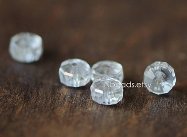Faceted Crystal Rondelle Beads 8x5mm, Sparkly Glass Spacer Beads 5 Colors -(TS-88)/ 95 beads