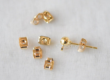 20pcs Gold plated Brass Ear Nuts, Earring Back Stoppers 5mm/ 7mm, Jewelry Findings Wholesale (#GB-142)