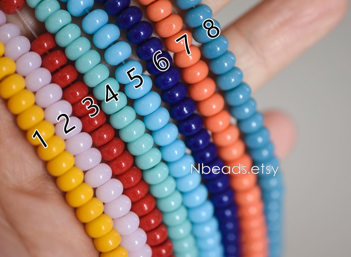 Smooth Rondelle Glass Beads 4x6mm, Candy Color Crystal Spacer Beads (GM-030)/ 145 beads