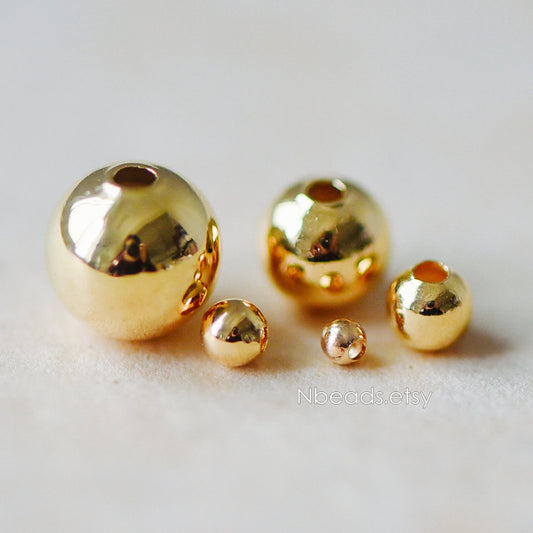 Gold/ Silver tone Smooth Round Spacer Beads, 2/ 3/ 4/ 6/ 7/ 8mm, Gold/ Rhodium plated Brass Spacers Wholesale, Lead Nickel Free (GB-019)