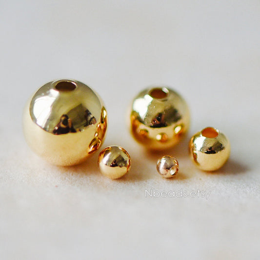 Gold/ Silver tone Smooth Round Spacer Beads, 2/ 3/ 4/ 6/ 7/ 8mm, Gold/ Rhodium plated Brass Spacers Wholesale, Lead Nickel Free (GB-019)