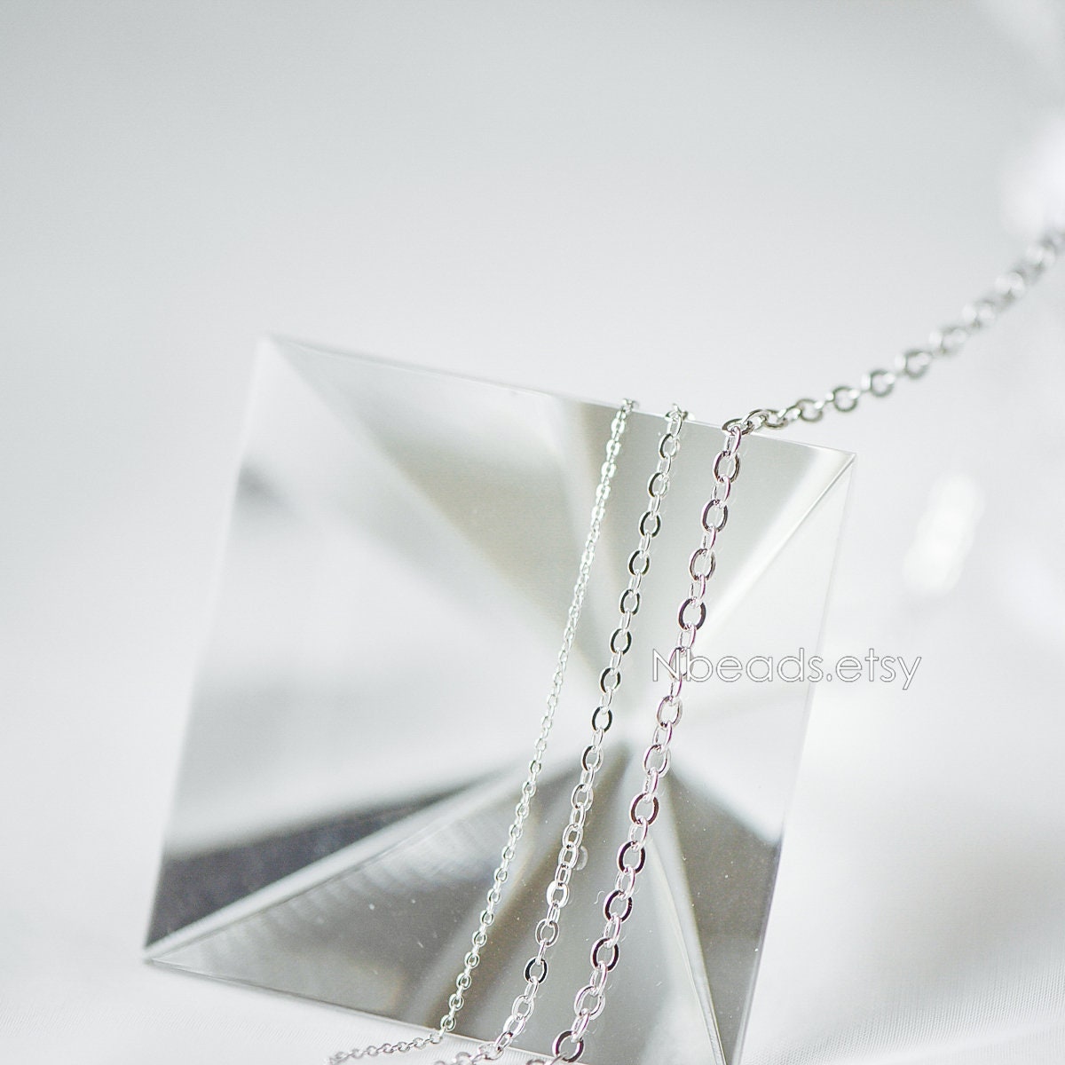 Dainty Silver Flat Oval Cable Chains, Rhodium plated Brass Tiny Chains, 1.2/ 1.4/ 1.6/ 1.8/ 2/ 2.5mm Thin Chains (#LK-001)/ 1 Meter=3.3 ft