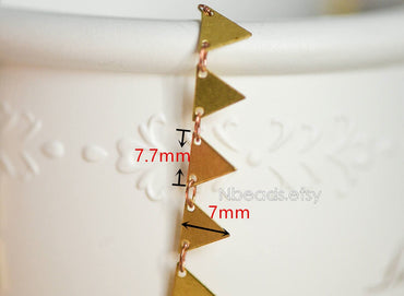 Unplated Raw Brass Triangle Chain 7mm (#LK-031)/ 1 Meter=3.3ft