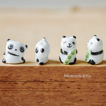 10pcs Ceramic Panda beads, Kawaii Porcelain Panda, Lovely Animal Beads -(TC-137)