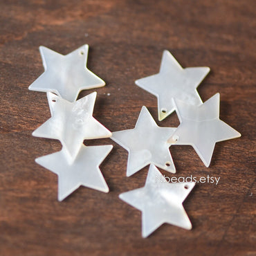 10pcs White Mother of Pearl Shell Star Charm Pendants 13/ 18/ 24mm (#V1317)
