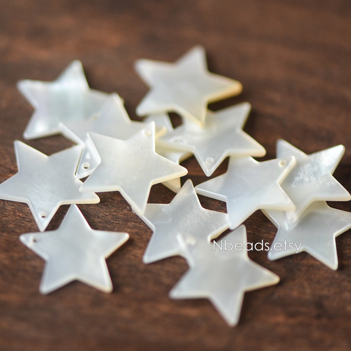 10pcs White Mother of Pearl Shell Star Charm Pendants 13/ 18/ 24mm (#V1317)