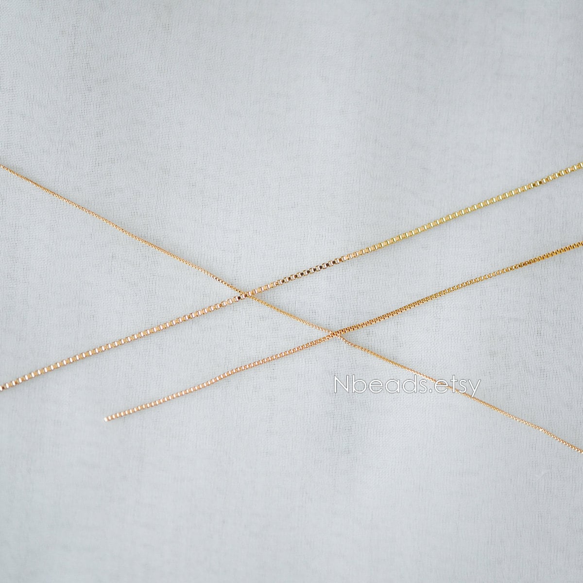 Gold plated Brass Box Chains, 0.7/ 0.8/ 0.9/ 1mm Thin, Color Not Easily Tarnish (#LK-166)/ 1 Meter=3.3 ft