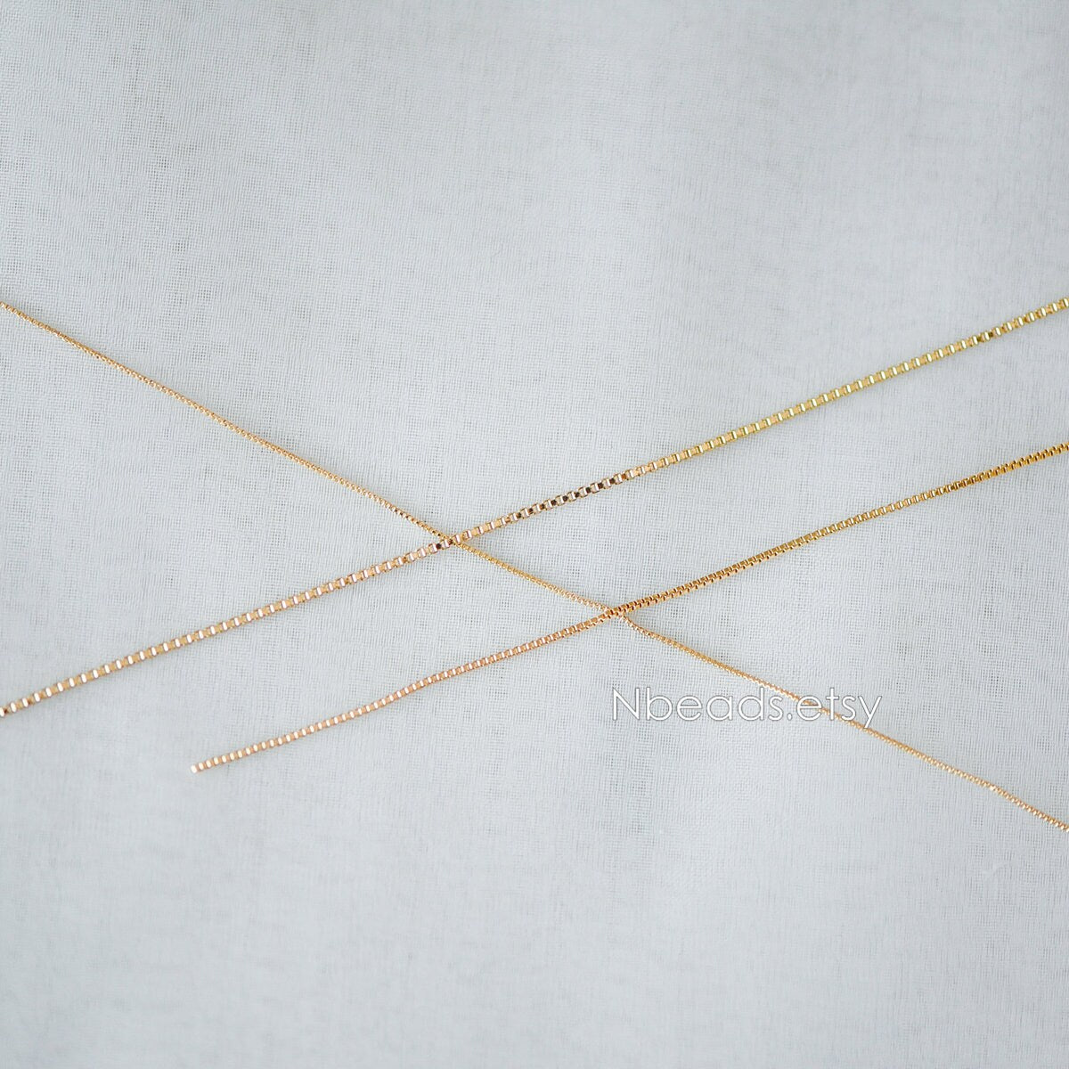 Gold plated Brass Box Chains, 0.7/ 0.8/ 0.9/ 1mm Thin, Color Not Easily Tarnish (#LK-166)/ 1 Meter=3.3 ft