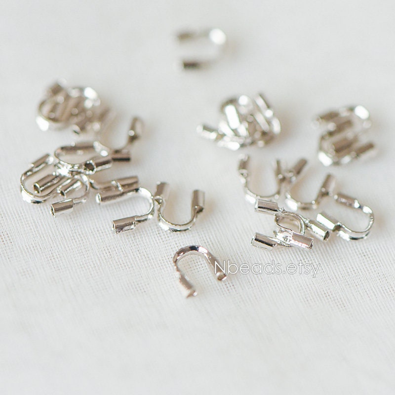 50pcs Gold/ Silver tone Wire Guardians 4.5mm, Gold/ Rhodium Plated Brass Thread Protectors (GB-092)