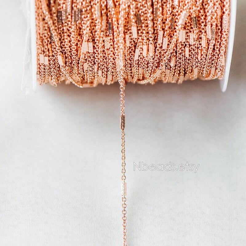 Gold/ Silver/ Rose Gold Cable Chains with Square Tube, Real Gold/ Rhodium plated Brass Designer Chain (#LK-176)/ 1 Meter=3.3 ft
