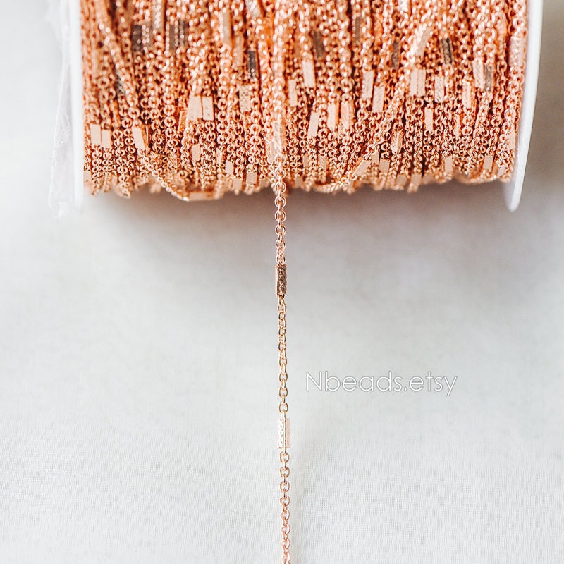 Gold/ Silver/ Rose Gold Cable Chains with Square Tube, Real Gold/ Rhodium plated Brass Designer Chain (#LK-176)/ 1 Meter=3.3 ft