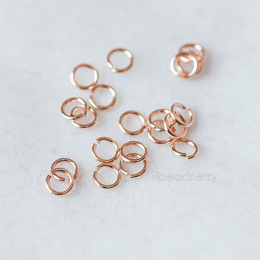 100pcs Rose Gold plated Brass Open Jump Rings, 4x0.7mm/ 5x0.8mm/ 6x0.7mm(20-21 Gauge), Multi Size Split Jump Rings Wholesale (GB-340)