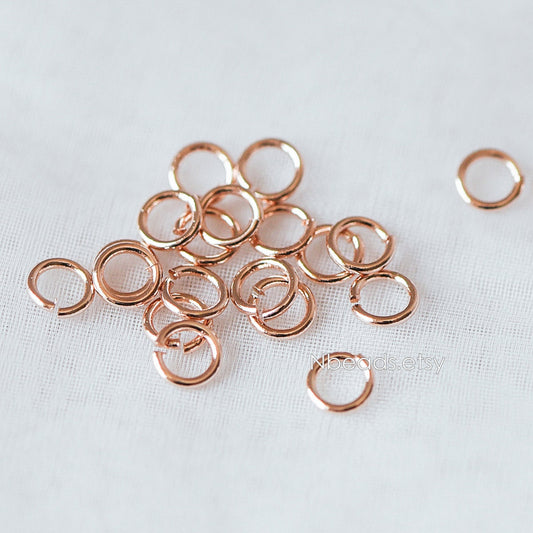 100pcs Rose Gold plated Brass Open Jump Rings, 4x0.7mm/ 5x0.8mm/ 6x0.7mm(20-21 Gauge), Multi Size Split Jump Rings Wholesale (GB-340)