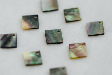 10pcs Black Mother of Pearl Square Charms, Geometric Shell Pendants 10/ 15/ 20mm (#V1327)
