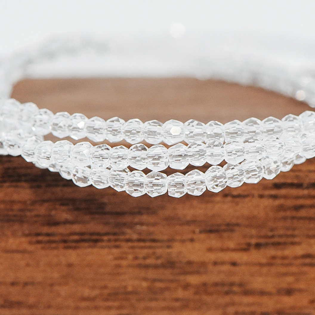 Crystal Faceted Rondelle Beads 2mm, Tiny Size Glass Spacer Beads, Transparent Clear (BZ02-19) / 200 beads