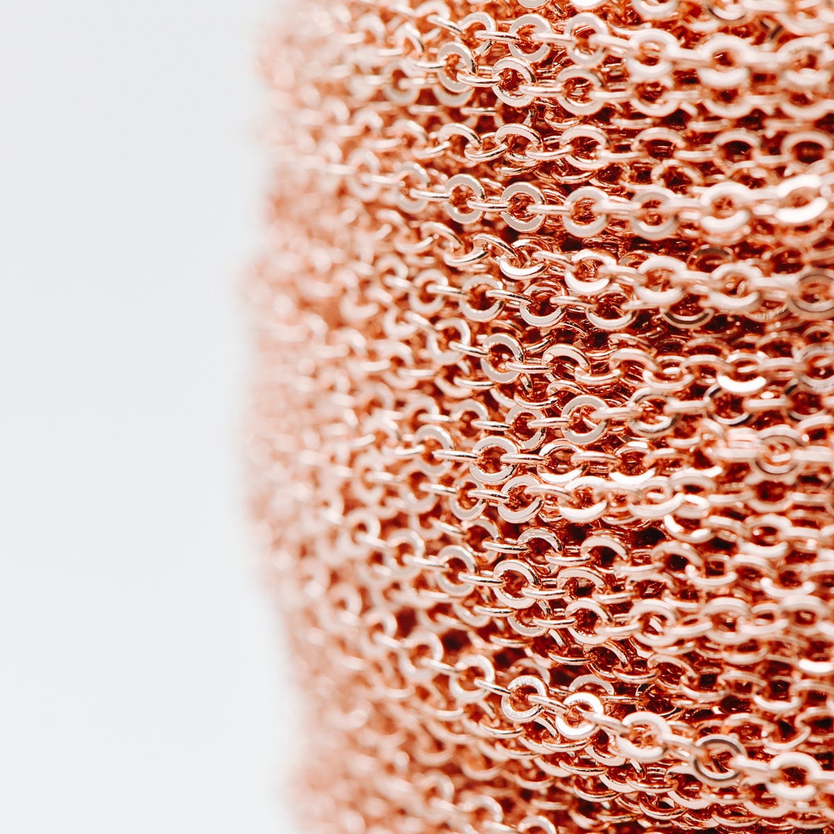 Rose Gold plated Cable Chains, 1.2/ 1.6/ 2.1mm Oval Chains (#LK-187)/ 1 Meter=3.3 ft