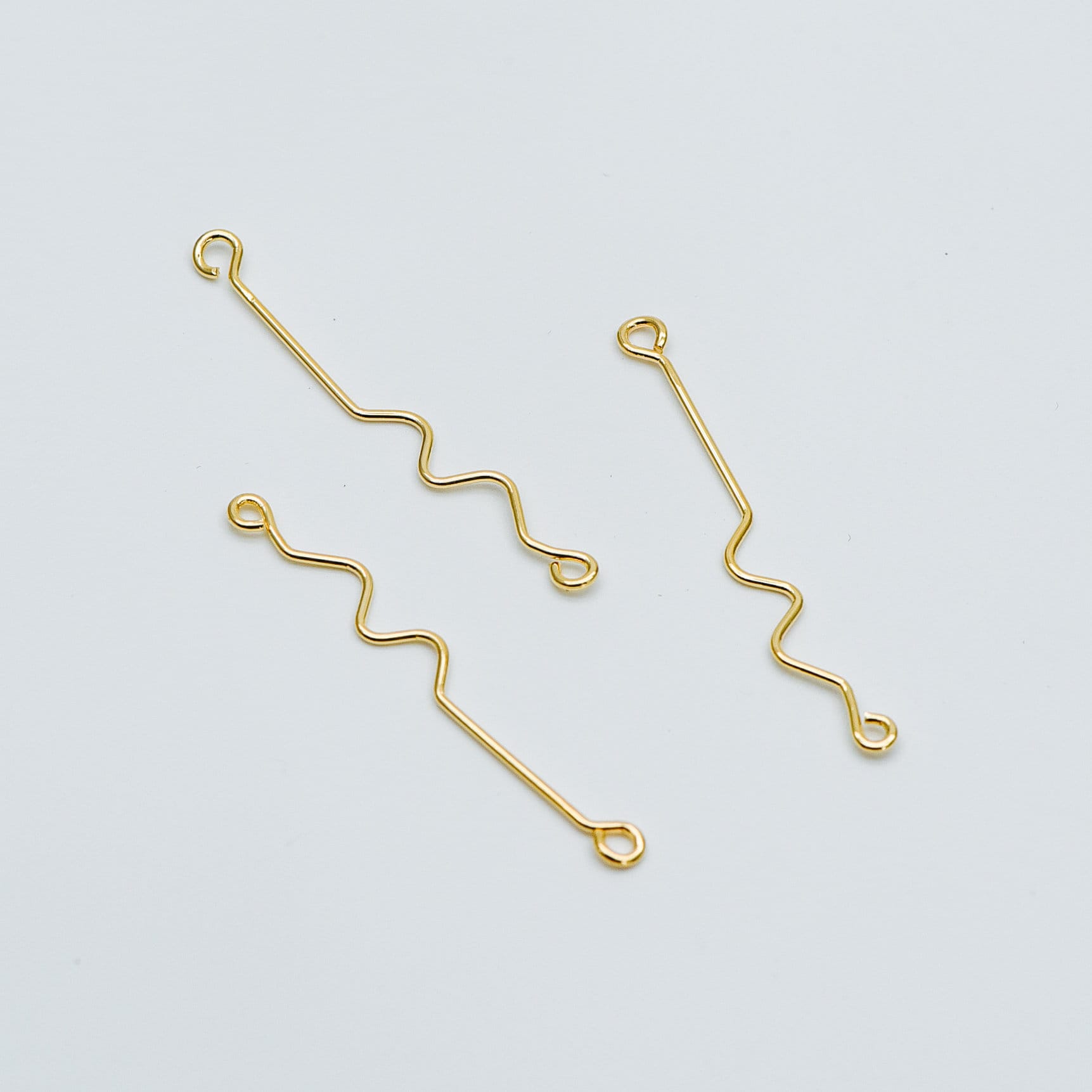 10pcs Gold Earring Wire Charms, Gold plated Brass Chain Bar Pendants, Earwire Connector Findings 50mm (GB-454)
