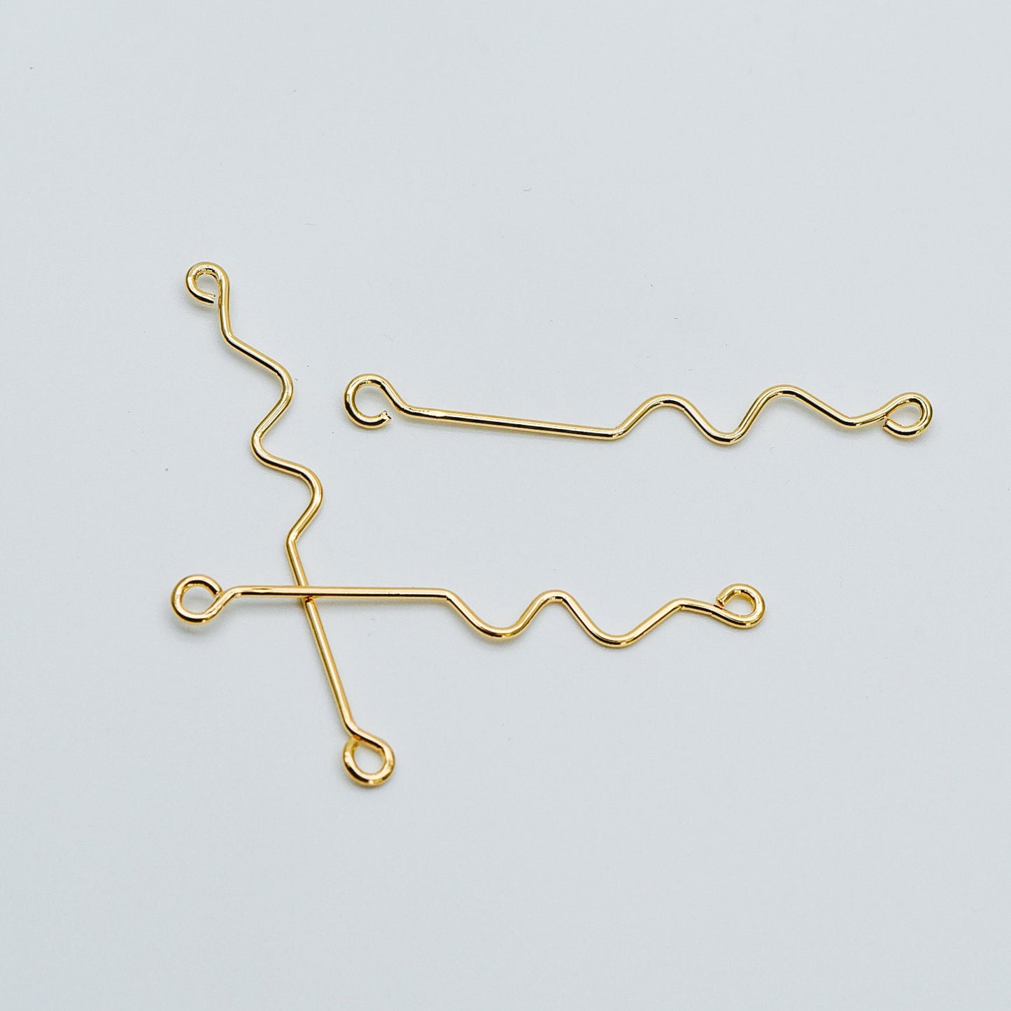 10pcs Gold Earring Wire Charms, Gold plated Brass Chain Bar Pendants, Earwire Connector Findings 50mm (GB-454)
