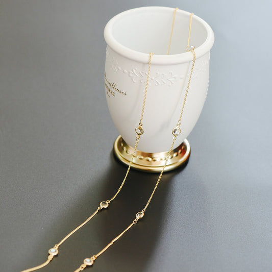 Gold plated Brass Crystal Beaded Chains, 1.3mm Chains with 7mm Flat Coin Clear Beads, Color Not Easily Tarnish (#LK-186)/ 1 Meter=3.3 ft