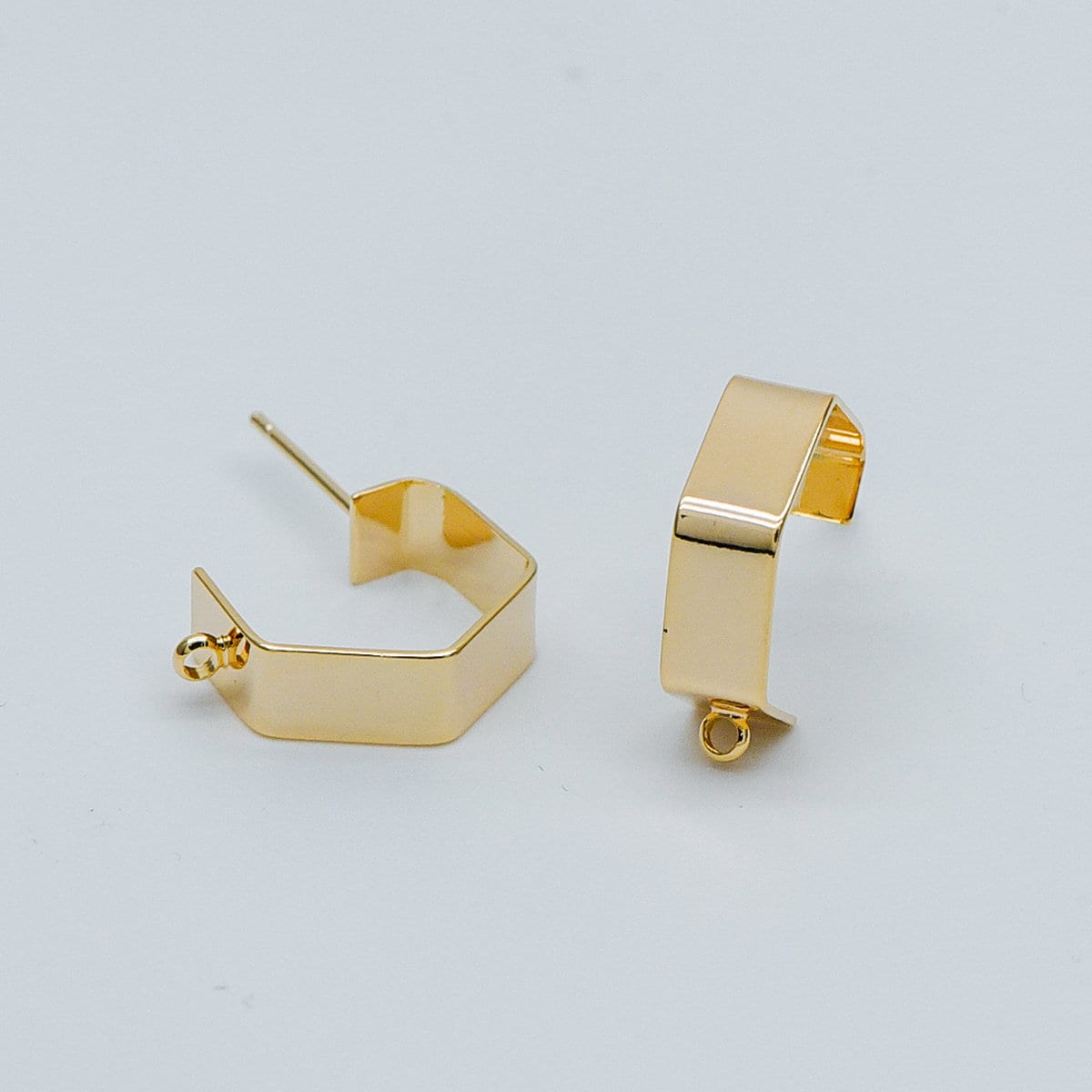 10pcs Gold/ Silver Hexagon Earring Studs, Gold/ Rhodium plated Brass, Geometric Ear Posts Components (GB-445)