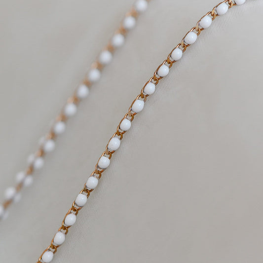 White Enamel Brass Chain 2.5mm Thin, Unplated Brass Designer Chains (#LK-050-2)/ 1 Meter=3.3ft