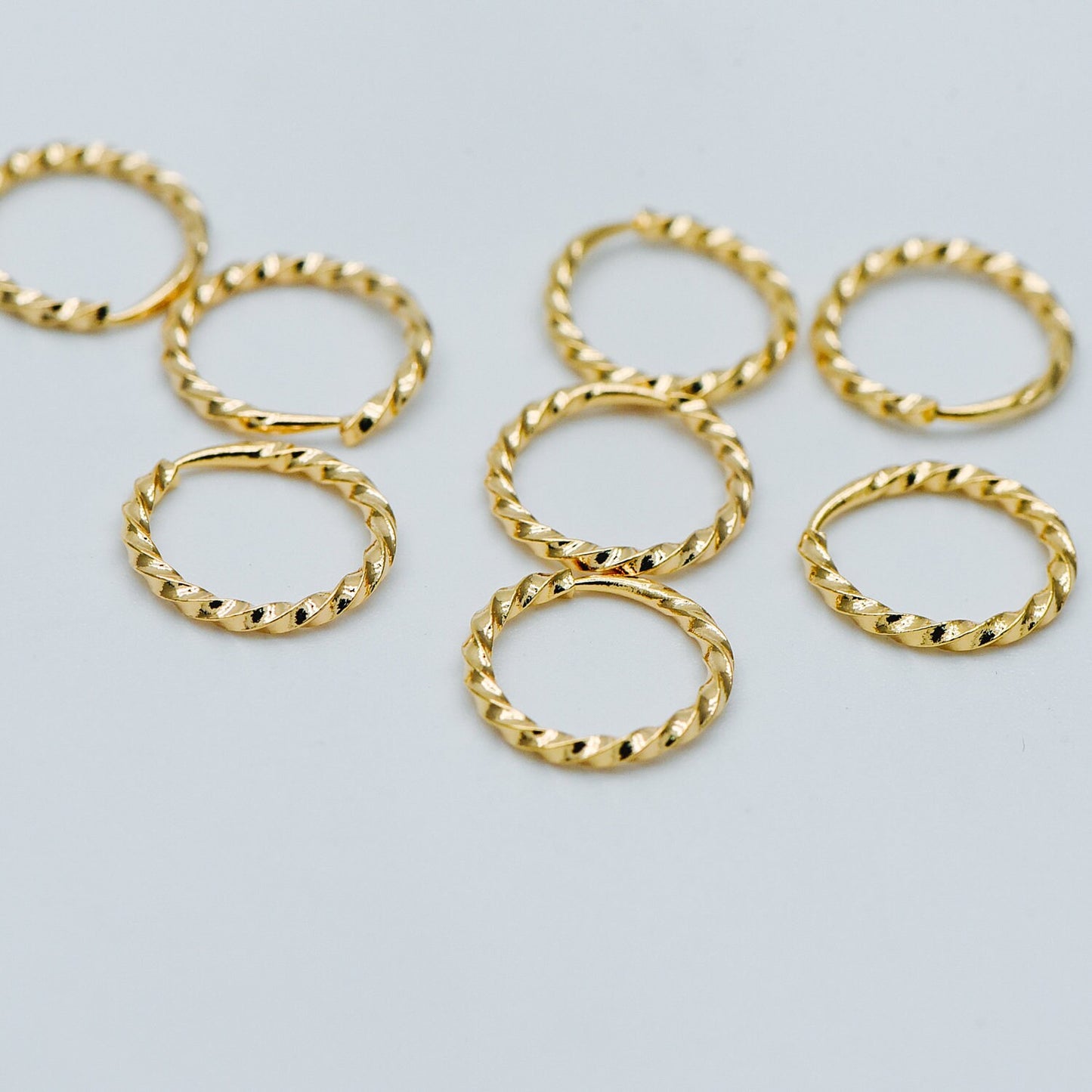 10pcs Gold/ Silver tone Open Jump Rings 11mm, Gold/ Rhodium plated Brass, Twisted Split Jumpring, Loop Hoop Earring (GB-498)