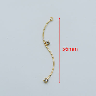 8pcs CZ Pave Gold Wire Charms 56mm, Earring Components, Earwire Threader Pendants (GB-459)