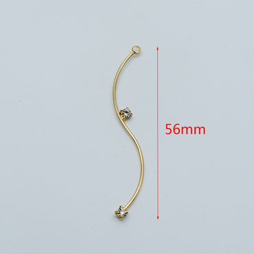 8pcs CZ Pave Gold Wire Charms 56mm, Earring Components, Earwire Threader Pendants (GB-459)