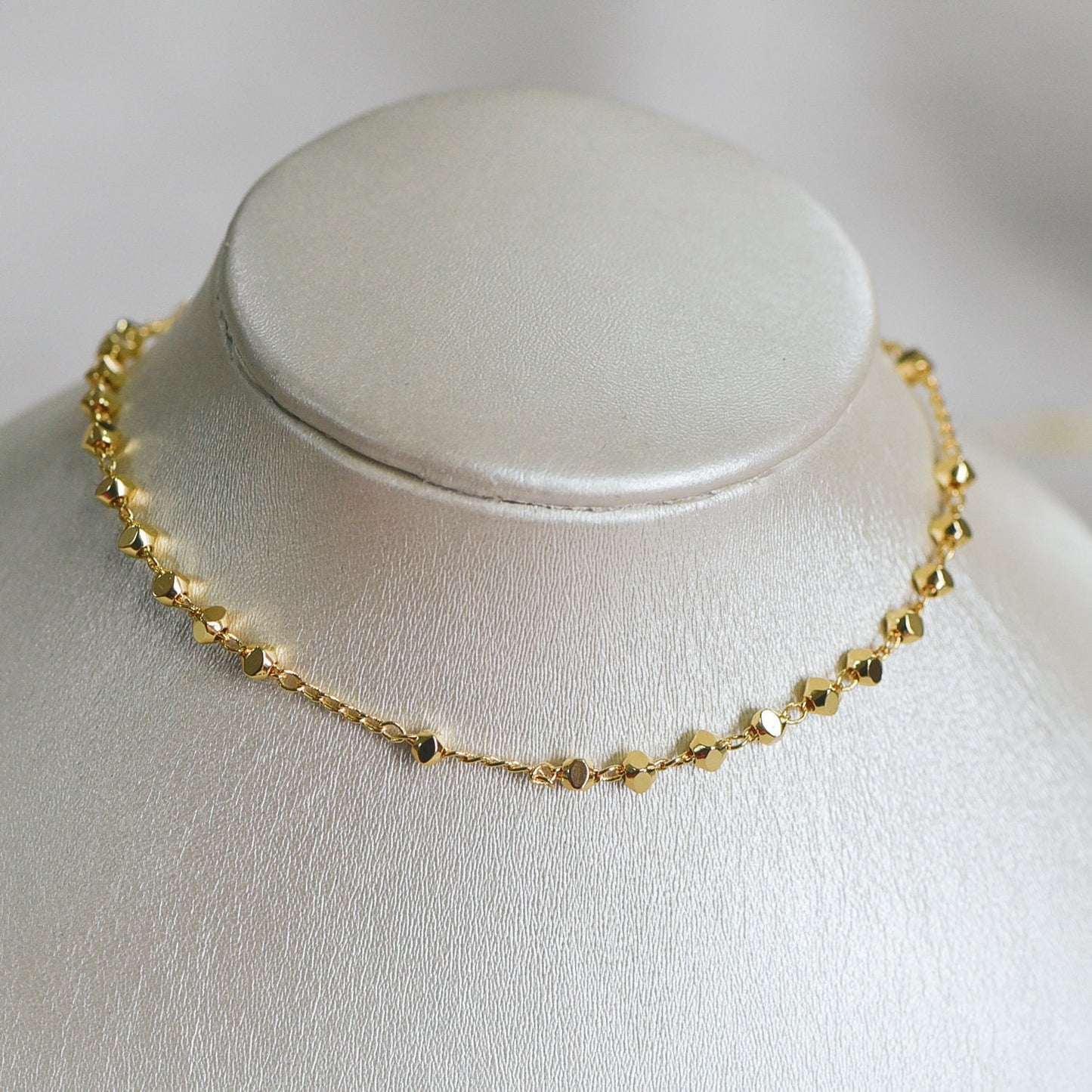 Gold plated Brass Beaded Chains, 1.5mm Chain with 3mm Faceted Beads, Jewelry Craft Chain Wholesale (#LK-193)/ 1 Meter=3.3 ft