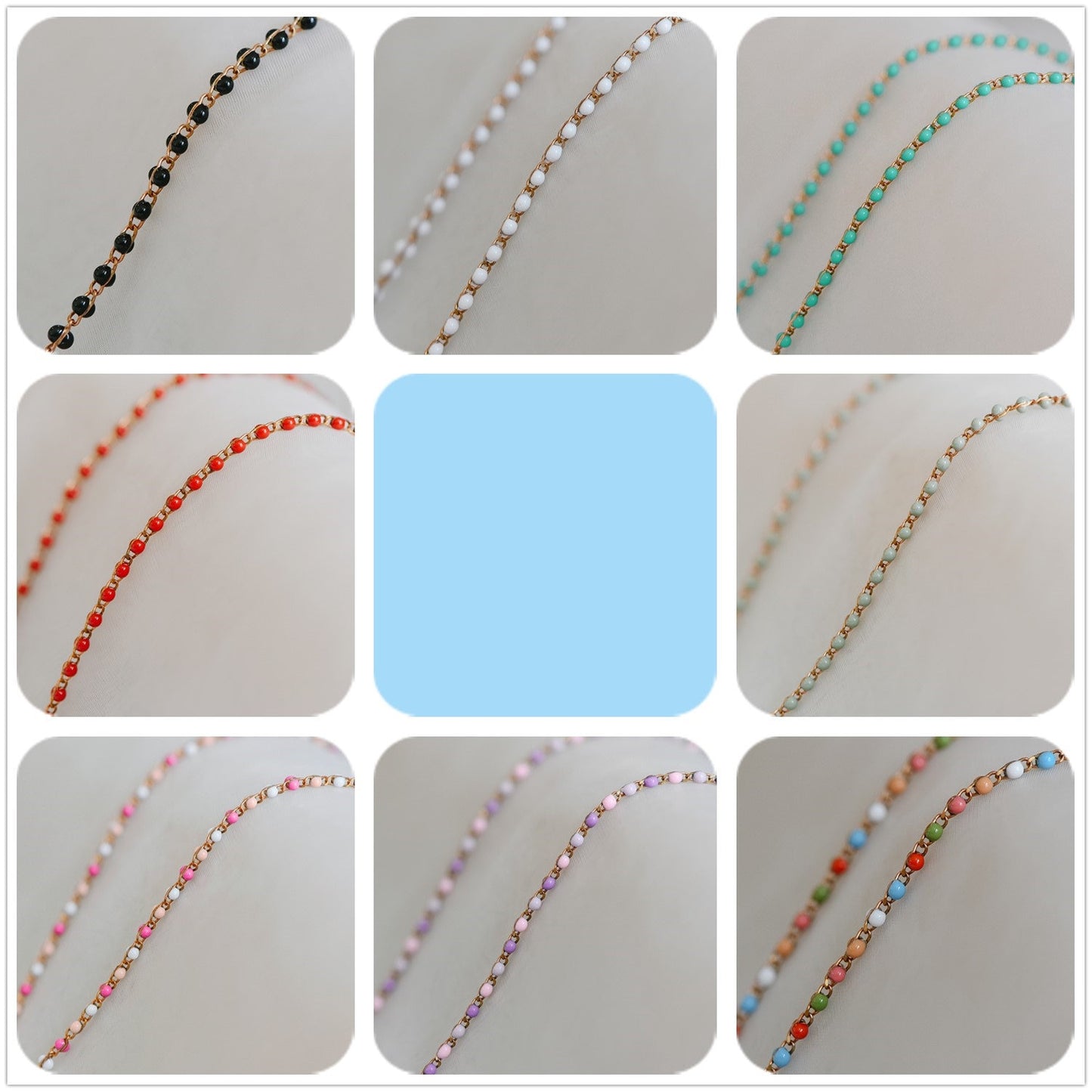 White Enamel Brass Chain 2.5mm Thin, Unplated Brass Designer Chains (#LK-050-2)/ 1 Meter=3.3ft