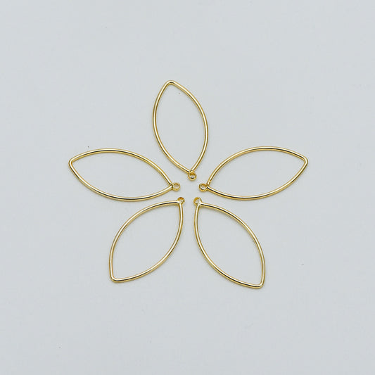 10pcs Gold plated Brass Oval Pendants, Eye Geometric Link Charms 26x12mm (GB-368-E)