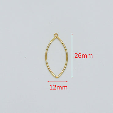 10pcs Gold plated Brass Oval Pendants, Eye Geometric Link Charms 26x12mm (GB-368-E)