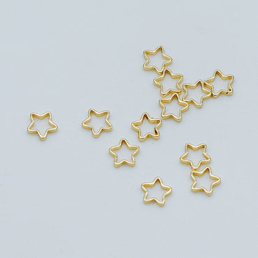 50pcs Gold Star Link Charms 5mm, Real Gold plated Brass, Geometric Star Connector (GB-499)