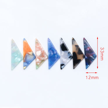 20pcs Tortoise Shell Acetate Triangle Pendants 33mm, Acrylic Craft Earring Components, Geometric Resin Charms (#HT-57)