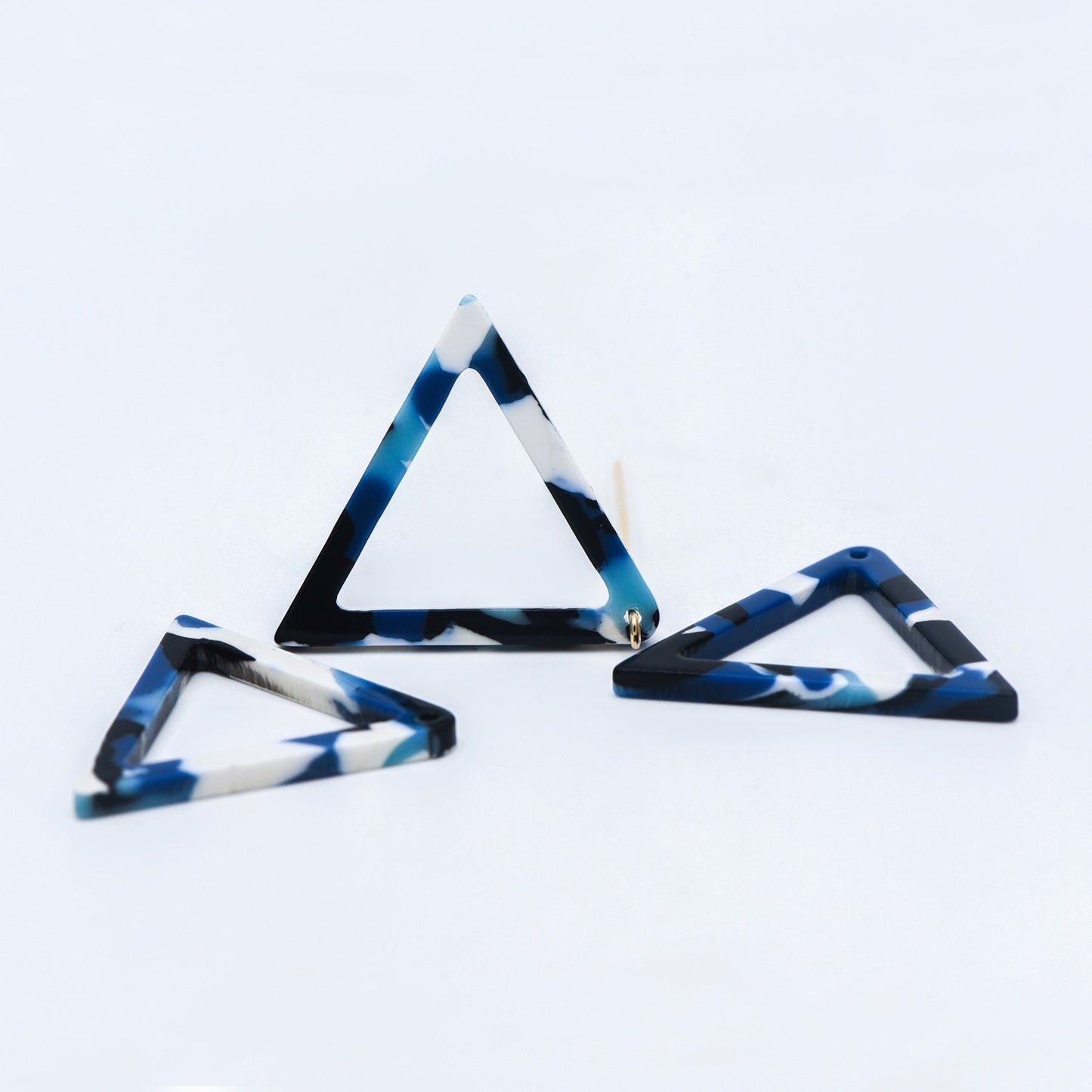20pcs Tortoise Shell Acetate Triangle Pendants 32mm, Acrylic Craft Earring Components, Geometric Resin Charms (#HT-58)