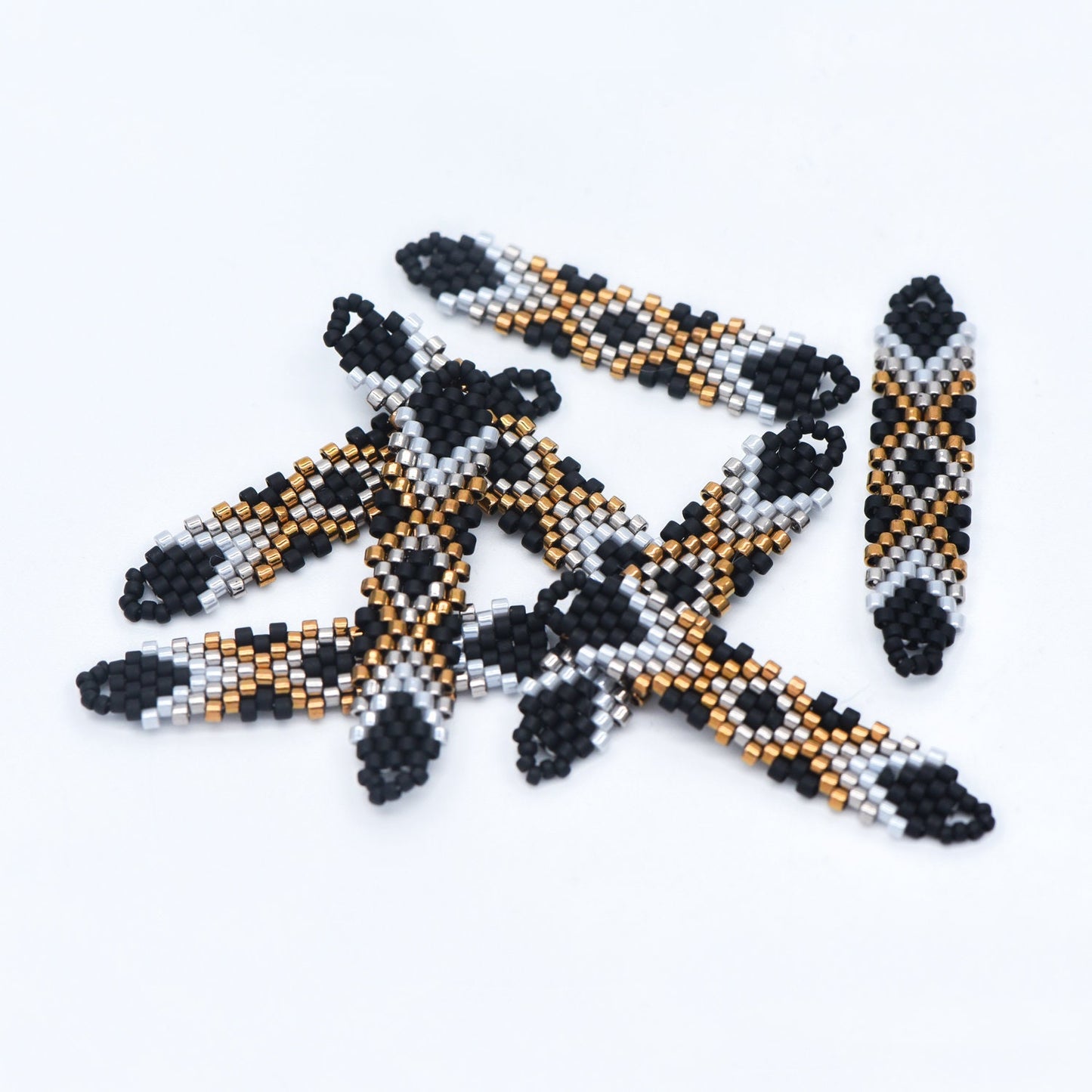 4pcs Seed Beads Charm Connectors 41x9mm, Japan Miyuki Seed Glass Beaded Bar Pendants (RM-33-NEW)
