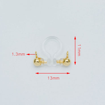 10pcs Resin Clip On Earring Findings, Gold/ Rhodium plated Brass Earwire, Gold/ Silver Non Pierced Earrings (GB-504)