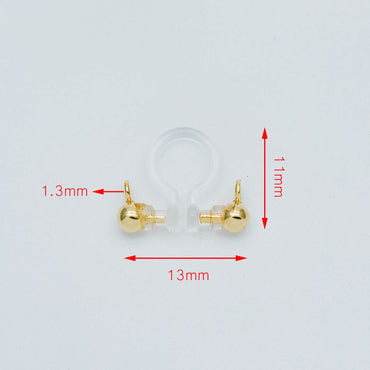 10pcs Resin Clip On Earring Findings, Gold/ Rhodium plated Brass Earwire, Gold/ Silver Non Pierced Earrings (GB-504)