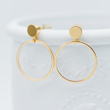 10pcs Gold/ Silver Tone Cricle Ear Posts 20x27mm, 18K Gold/ rhodium plated Brass Geometric Earring, Round Loop Stud Earrings (GB-608)