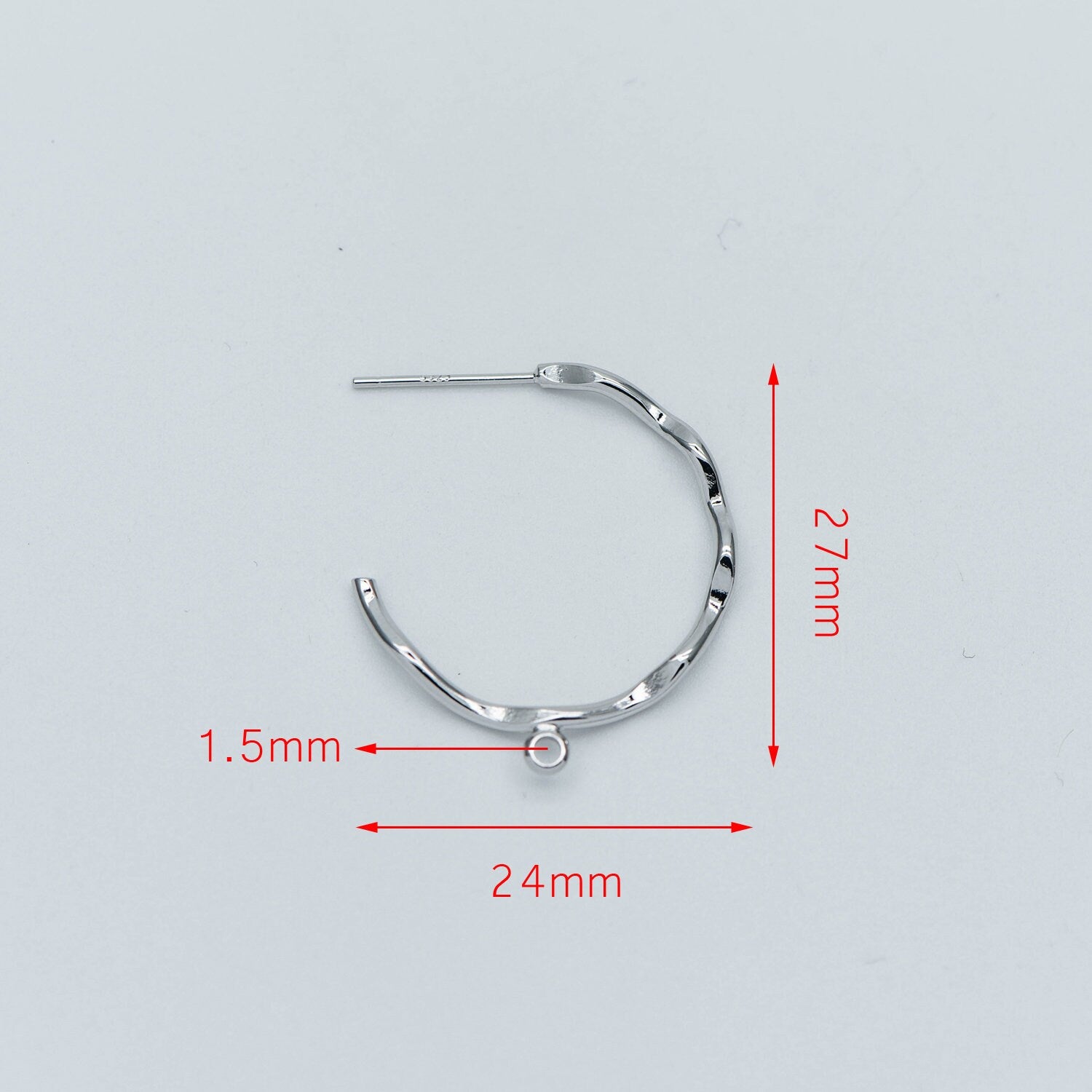 10pcs Gold/ Rhodium plated Brass Earring Posts, Gold/ Silver tone Circle Stud Earring with Ring/Loop, Circle Size 24mm (GB-535)