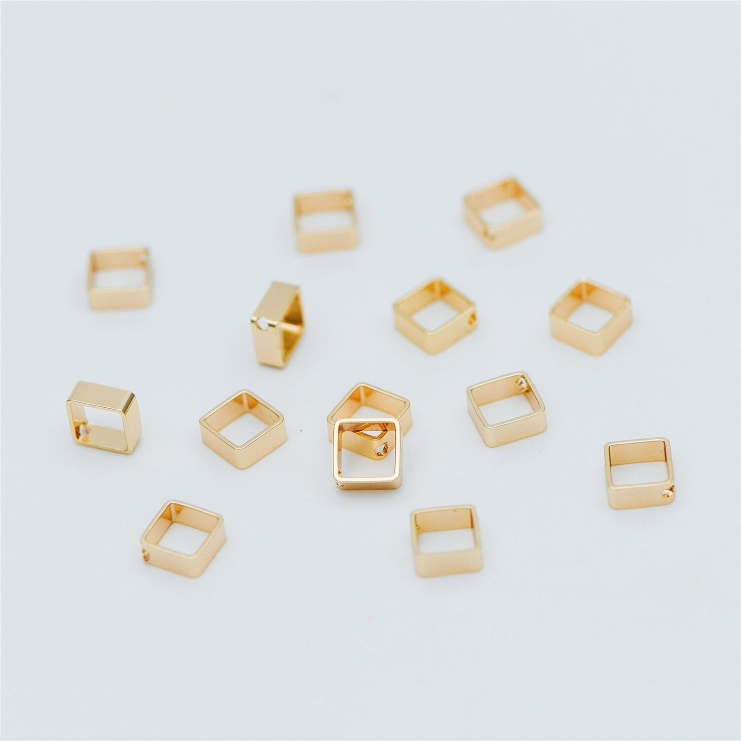10pcs Gold/ Silver tone Square Link Charms 6mm, Gold/ Rhodium plated Brass, Geometric Hoop Connectors with 1 Hole (GB-616)