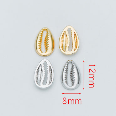 10pcs Gold/ Silver tone Shell Charm Pendants 12x8mm, Seashell Shaped Beads Connectors (GB-3936-B)